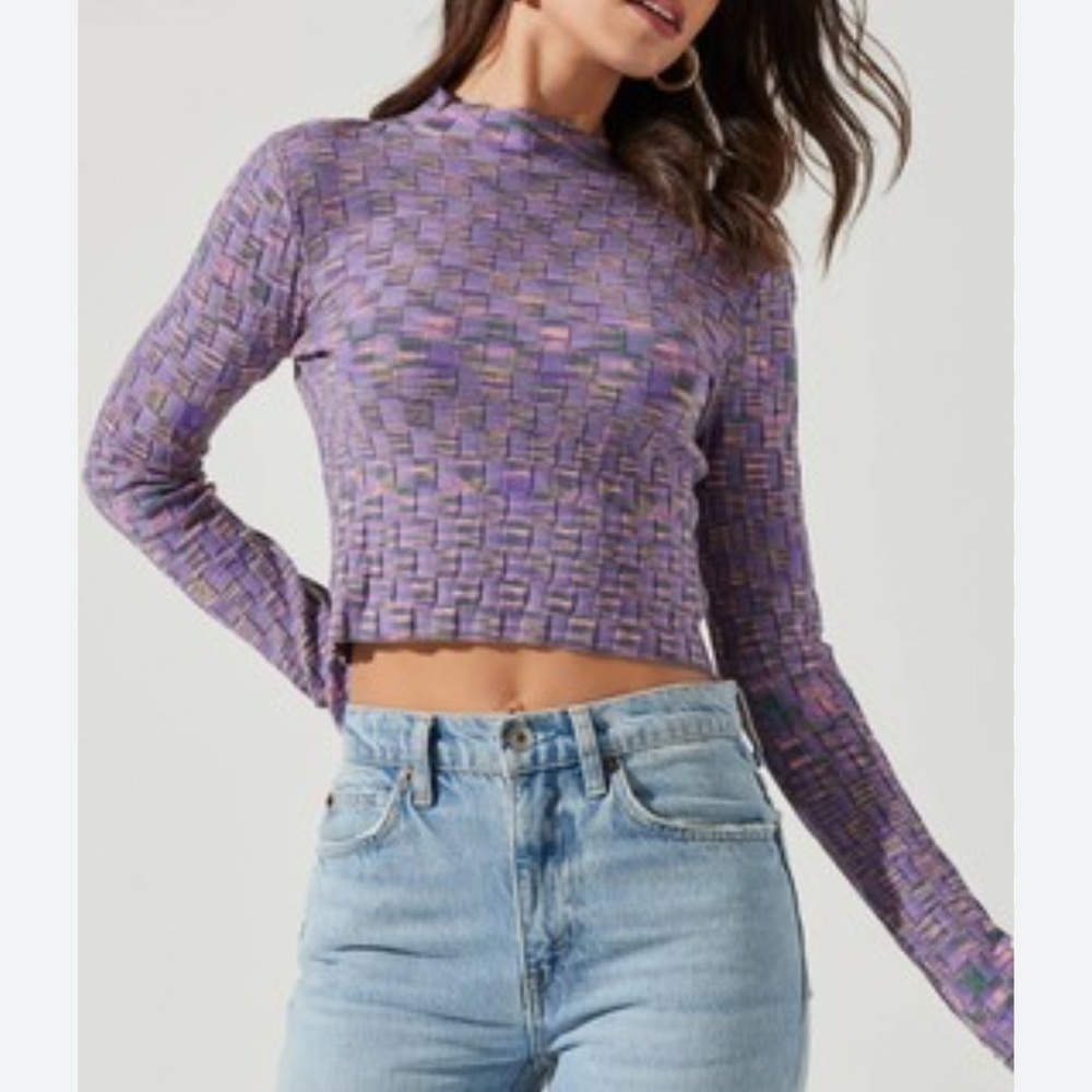 ASTR the Label Izzy Long Sleeved Purple Top Small Womens